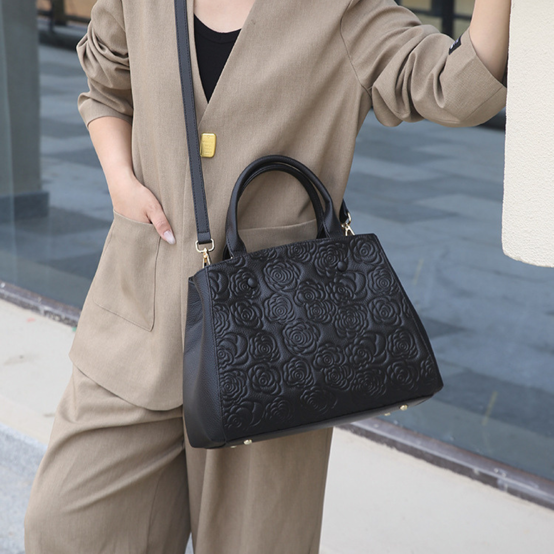 Stacy Floral Embossed Handbag